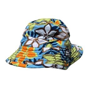 One Step Ahead Kid’s Medium Navy Blue, Tropical Flowers UV Protection Bucket Hat